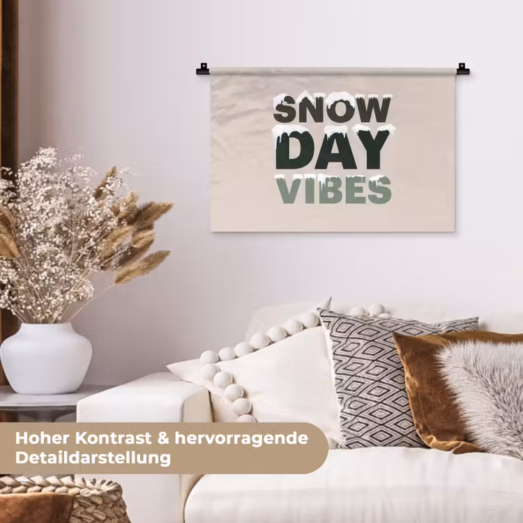 Wandteppich - Schnee – Text – Weihnachten – Beige — 6