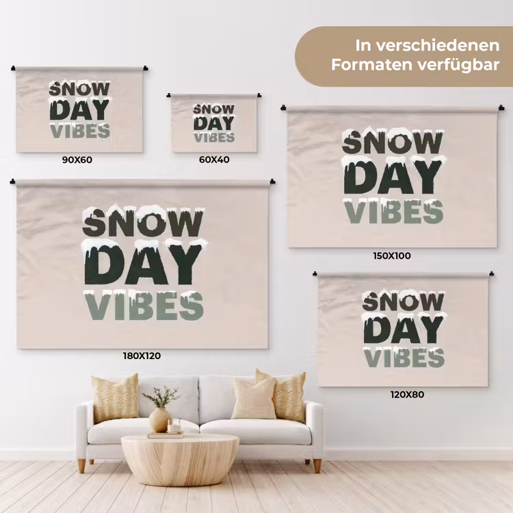Wandteppich - Schnee – Text – Weihnachten – Beige — 8