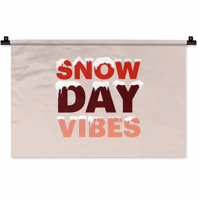 Wandteppich - Schnee – Weihnachten – Text – Rot — 1