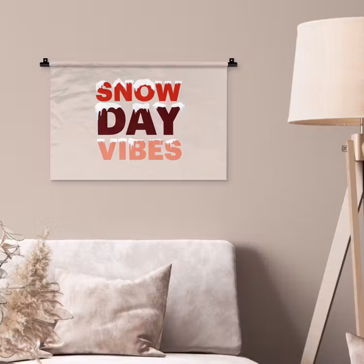 Wandteppich - Schnee – Weihnachten – Text – Rot — 2