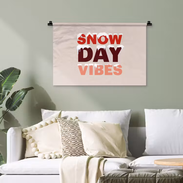 Wandteppich - Schnee – Weihnachten – Text – Rot — 4