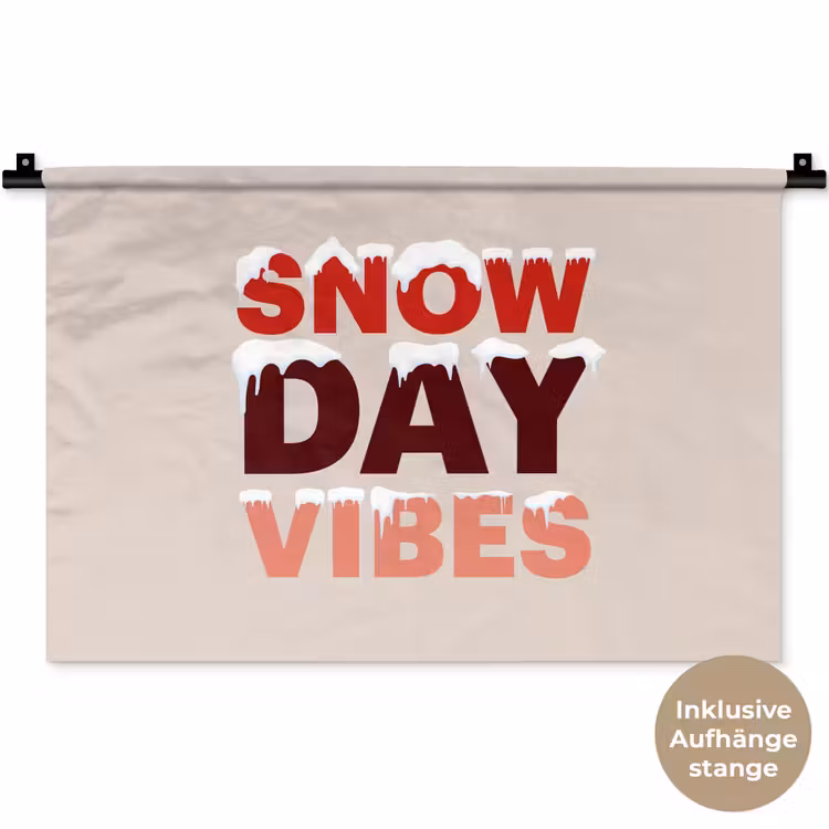 Wandteppich - Schnee – Weihnachten – Text – Rot — 9
