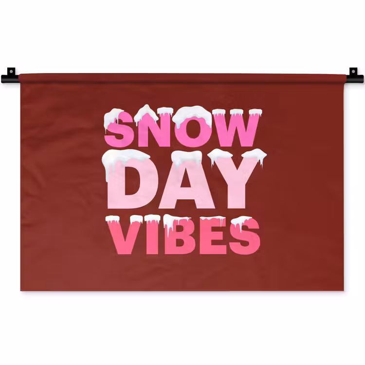 Wandteppich - Weihnachten – Text – Schnee – Rot – Rosa — 1