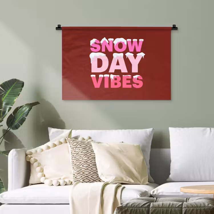 Wandteppich - Weihnachten – Text – Schnee – Rot – Rosa — 4