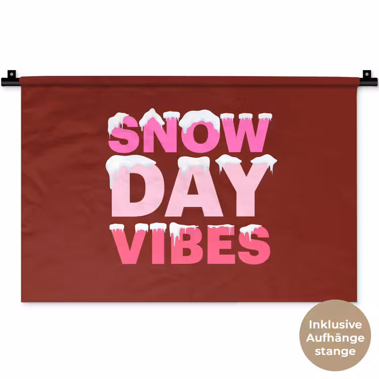 Wandteppich - Weihnachten – Text – Schnee – Rot – Rosa — 9
