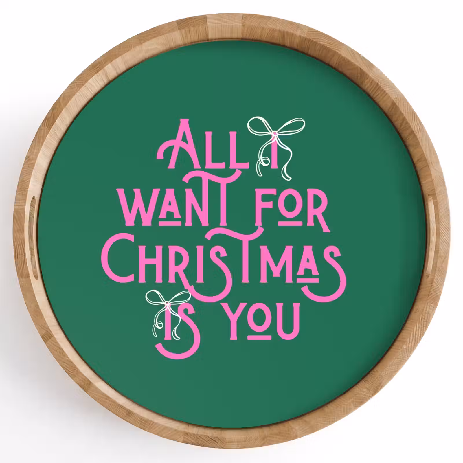 Tablett - Weihnachten – Text – Rosa – Grün — 1