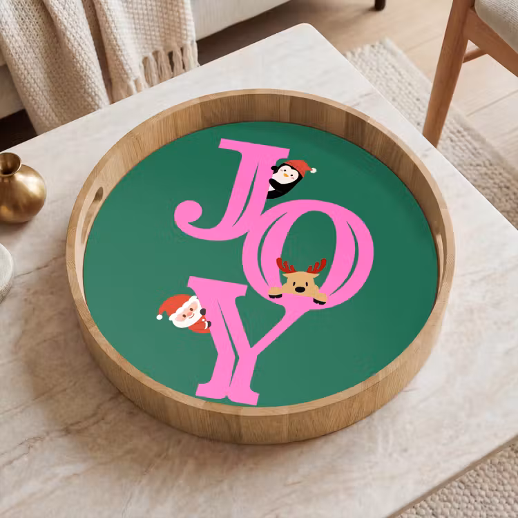Tablett - Freude – Weihnachten – Animation – Rosa – Grün — 2