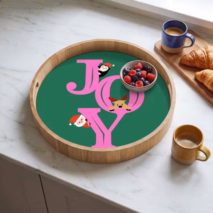 Tablett - Freude – Weihnachten – Animation – Rosa – Grün — 4