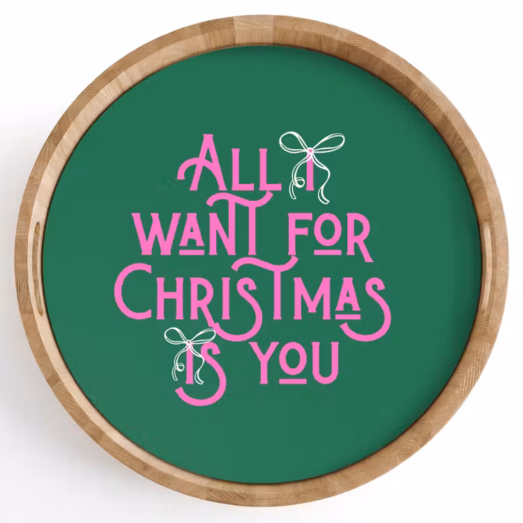 Tablett - Weihnachten – Text – Rosa – Grün — 1