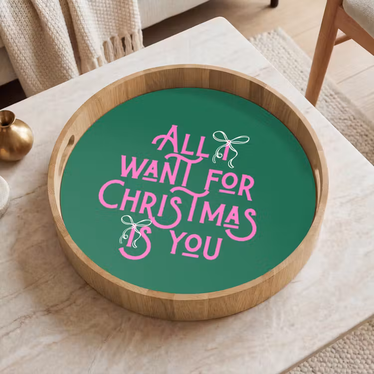 Tablett - Weihnachten – Text – Rosa – Grün — 2