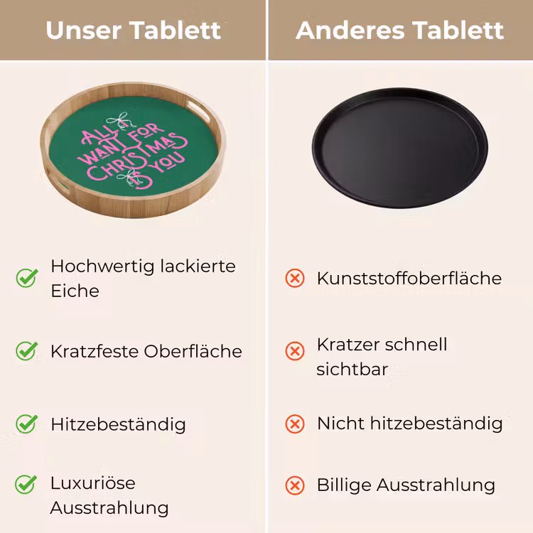 Tablett - Weihnachten – Text – Rosa – Grün — 3