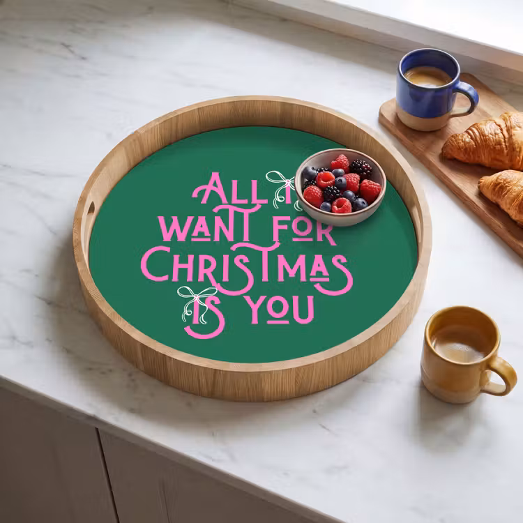 Tablett - Weihnachten – Text – Rosa – Grün — 4