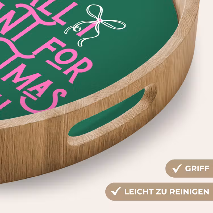 Tablett - Weihnachten – Text – Rosa – Grün — 5