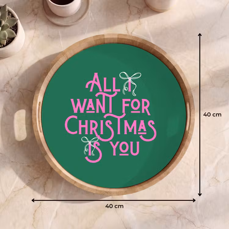 Tablett - Weihnachten – Text – Rosa – Grün — 9