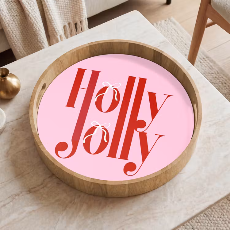 Tablett - Weihnachten – Text – Rot – Rosa — 2