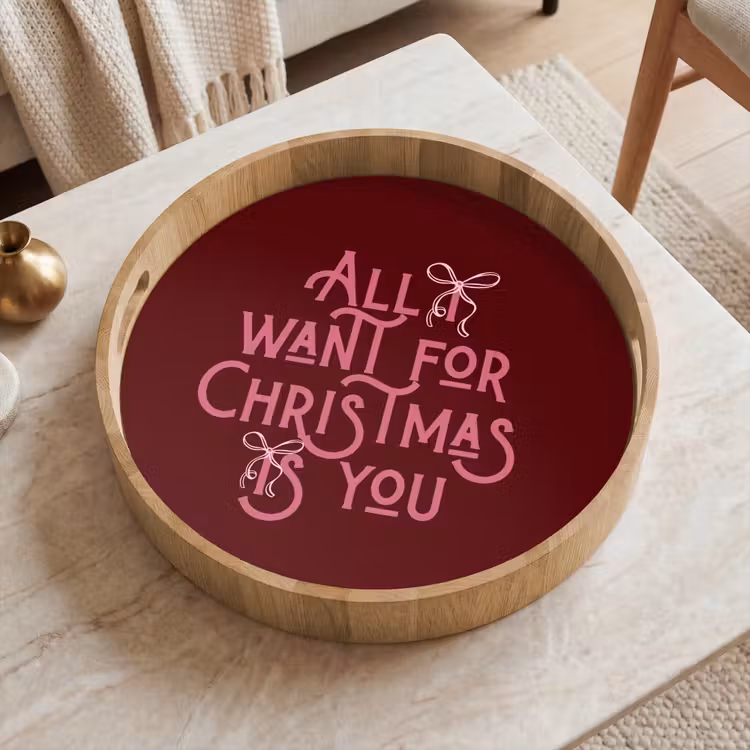 Tablett - Text – Weihnachten – Rot – Rosa — 2
