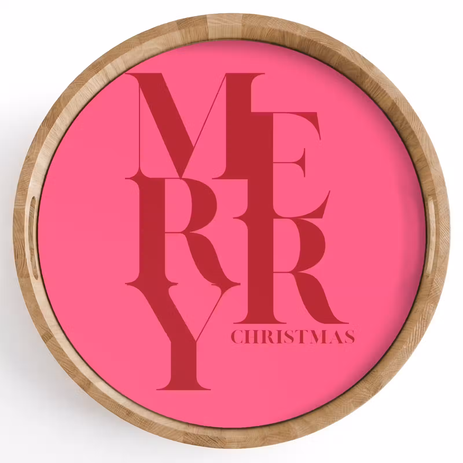 Tablett - Merry – Text – Weihnachten – Rosa — 1