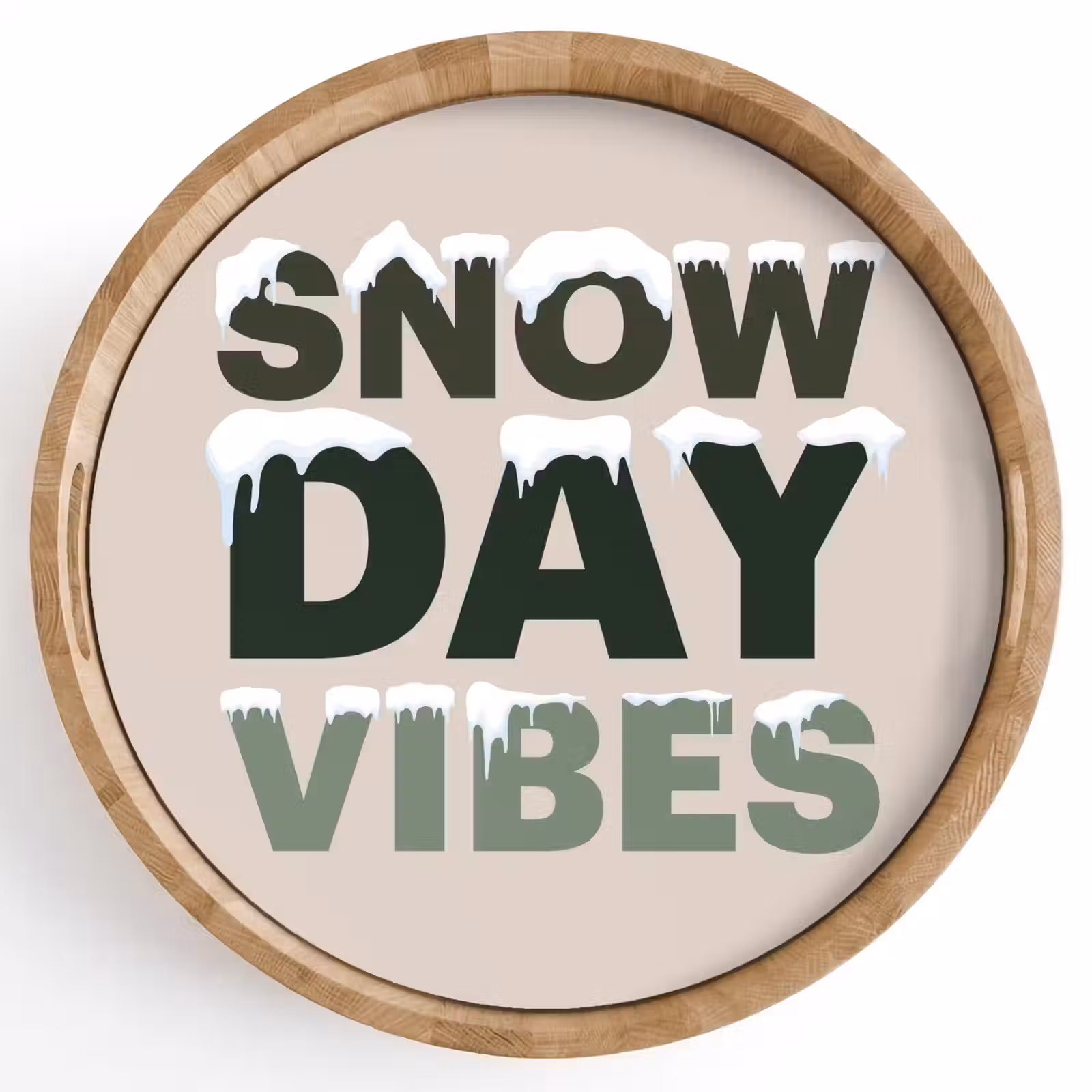 Tablett - Schnee – Text – Weihnachten – Beige — 1