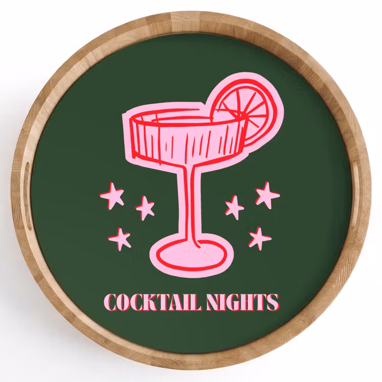 Tablett - Cocktail – Weihnachten – Rosa – Grün — 1