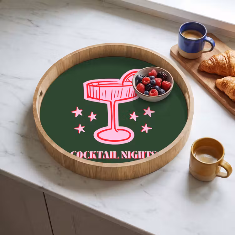 Tablett - Cocktail – Weihnachten – Rosa – Grün — 4