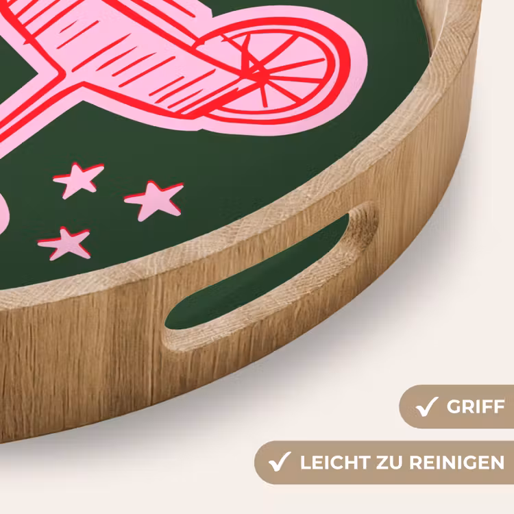 Tablett - Cocktail – Weihnachten – Rosa – Grün — 5