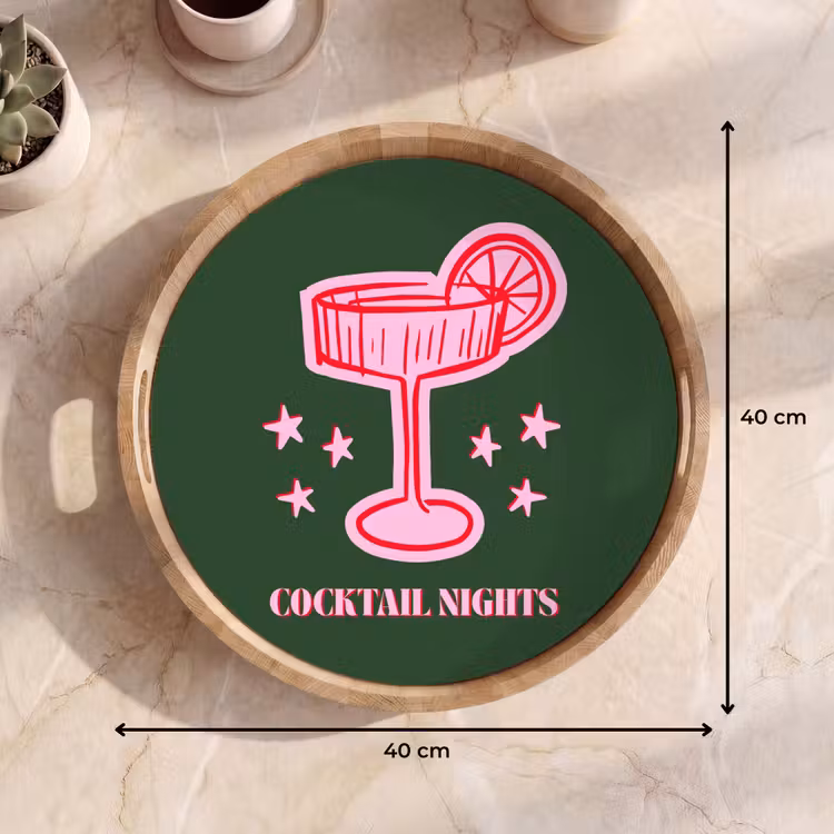 Tablett - Cocktail – Weihnachten – Rosa – Grün — 9