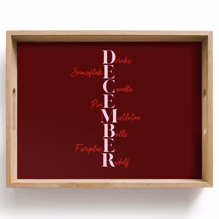 Tablett - Dezember – Text – Weihnachten – Burgund — 1