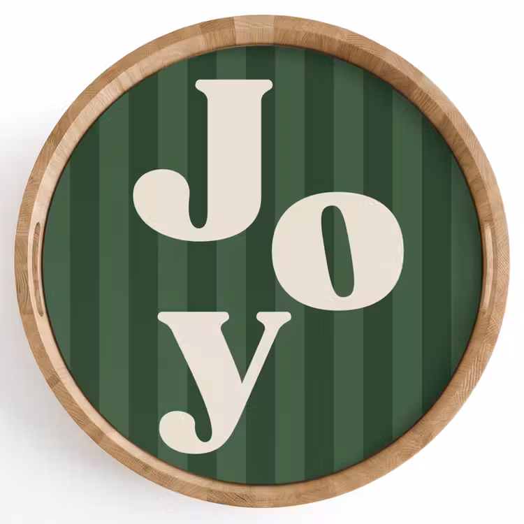 Tablett - Joy – Weihnachten – Text – Grün — 1
