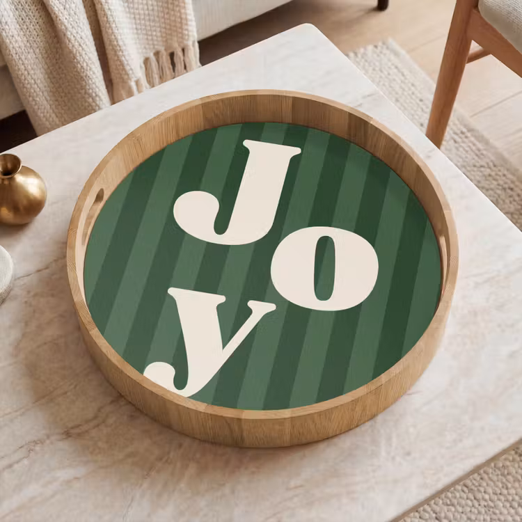 Tablett - Joy – Weihnachten – Text – Grün — 2