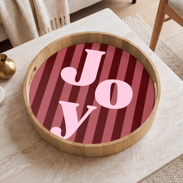Tablett - Joy – Weihnachten – Text – Rosa — 2