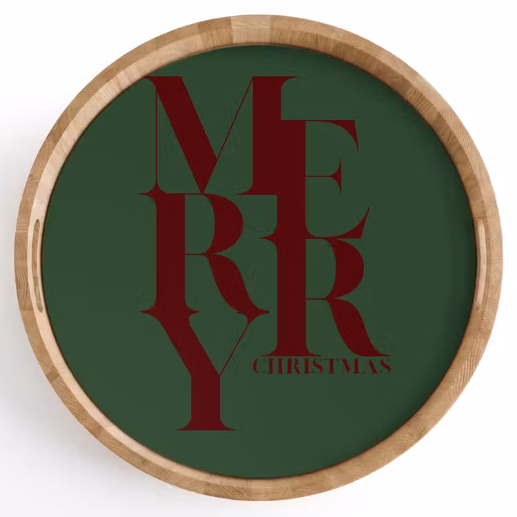 Tablett - Merry – Text – Grün – Weihnachten — 1