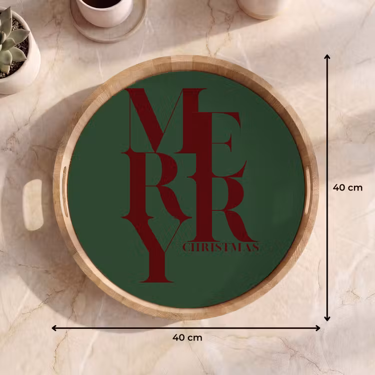 Tablett - Merry – Text – Grün – Weihnachten — 9