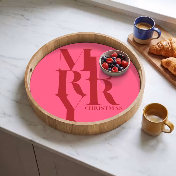 Tablett - Merry – Text – Weihnachten – Rosa — 4