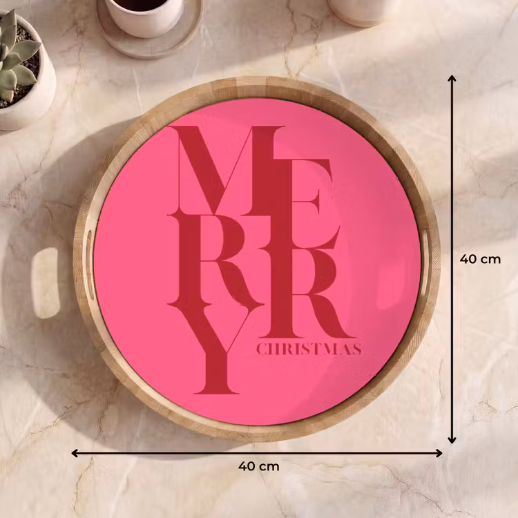 Tablett - Merry – Text – Weihnachten – Rosa — 9
