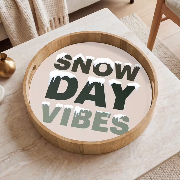 Tablett - Schnee – Text – Weihnachten – Beige — 2