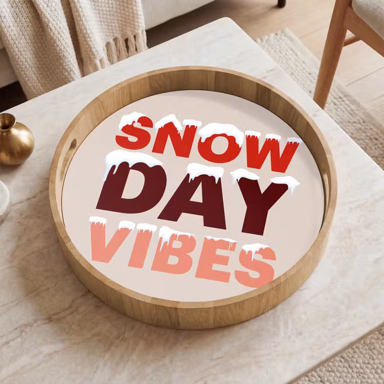 Tablett - Schnee – Weihnachten – Text – Rot — 2