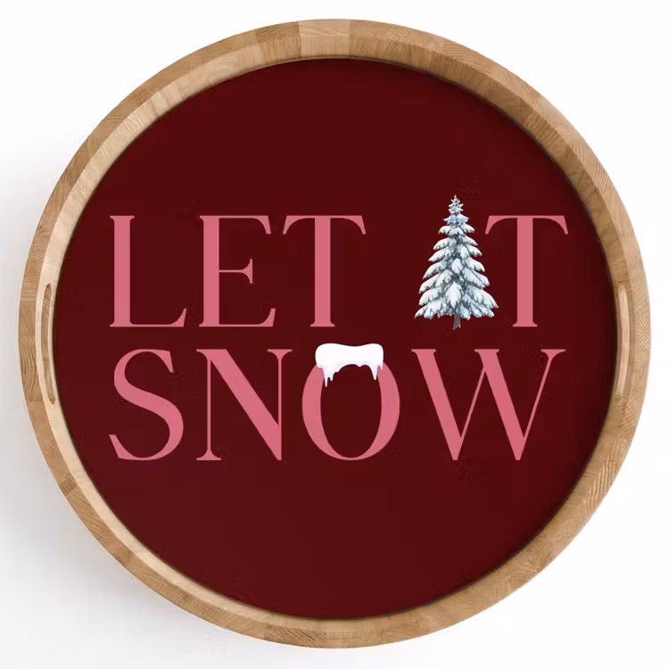Tablett - Text – Weihnachten – Schnee – Rosa — 1