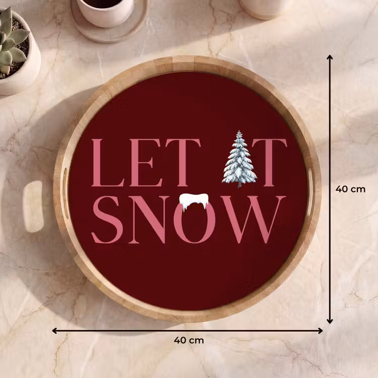 Tablett - Text – Weihnachten – Schnee – Rosa — 9