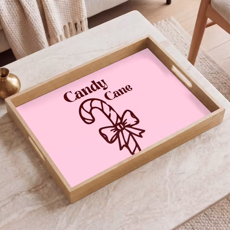 Tablett - Weihnachten – Süßigkeiten – Text – Braun – Rosa — 2
