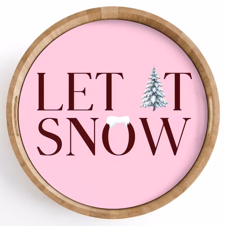 Tablett - Weihnachten – Text – Schnee – Rosa — 1
