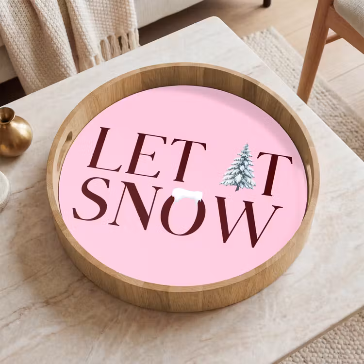 Tablett - Weihnachten – Text – Schnee – Rosa — 2