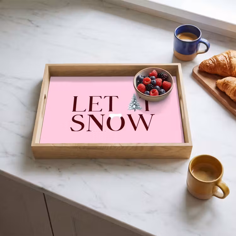 Tablett - Weihnachten – Text – Schnee – Rosa — 4