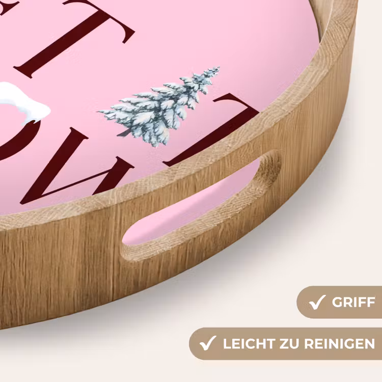 Tablett - Weihnachten – Text – Schnee – Rosa — 5