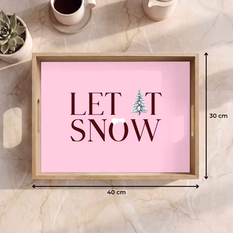 Tablett - Weihnachten – Text – Schnee – Rosa — 9