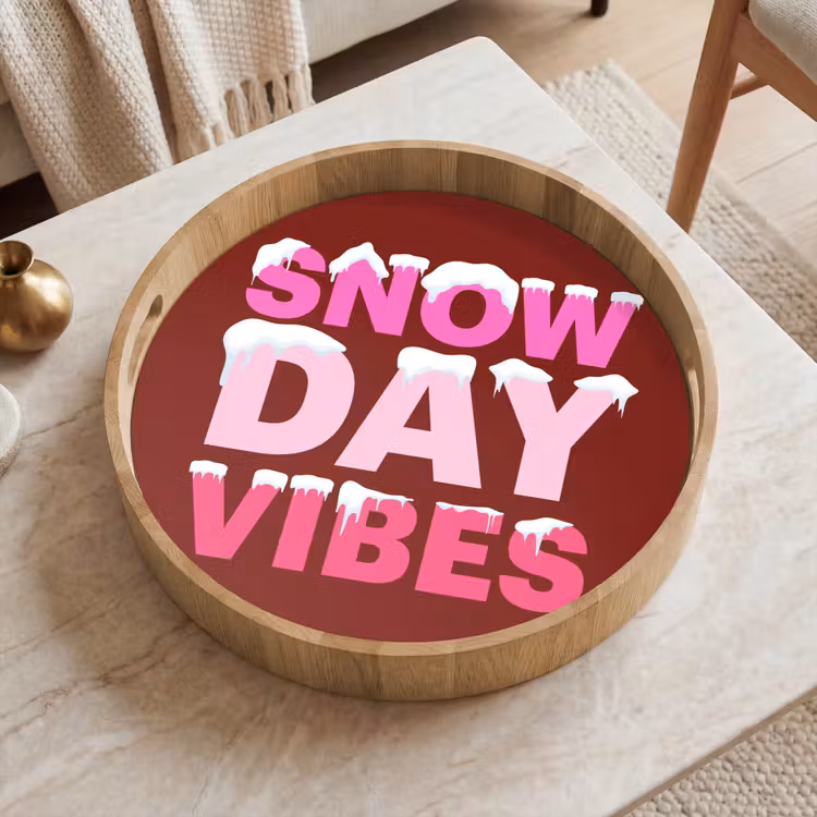 Tablett - Weihnachten – Text – Schnee – Rot – Rosa — 2