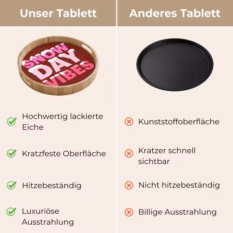 Tablett - Weihnachten – Text – Schnee – Rot – Rosa — 3