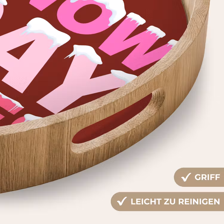 Tablett - Weihnachten – Text – Schnee – Rot – Rosa — 5