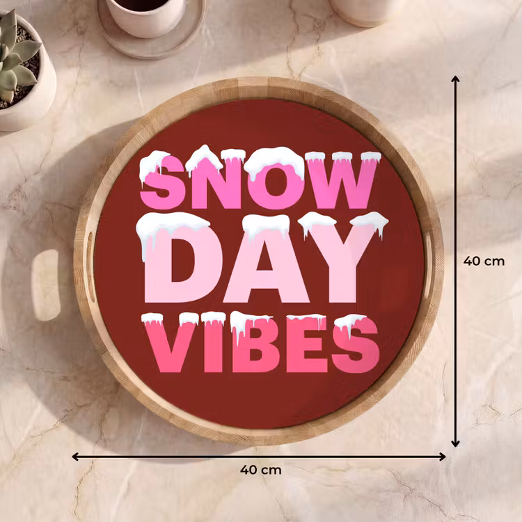 Tablett - Weihnachten – Text – Schnee – Rot – Rosa — 9