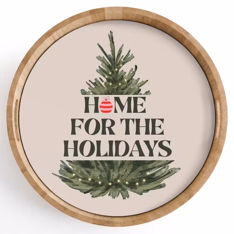 Tablett - Weihnachten – Text – Weihnachtsbaum – Beige — 1