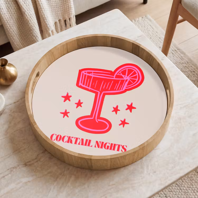 Tablett - Cocktail – Weihnachten – Beige – Rosa — 2